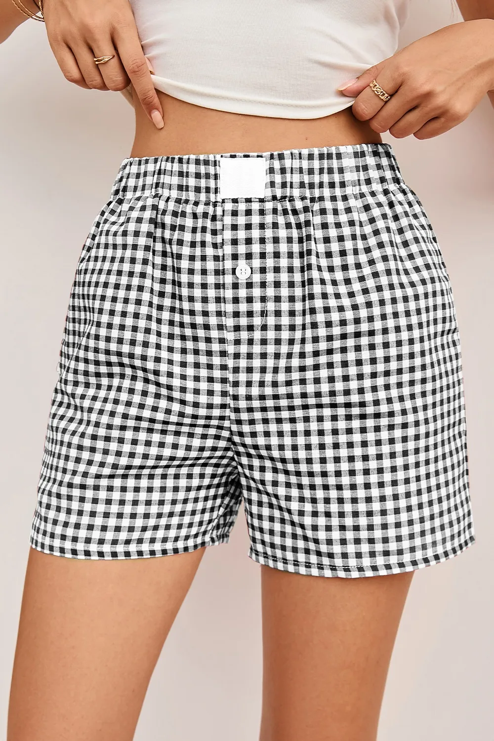 Plaid High Waist Shorts