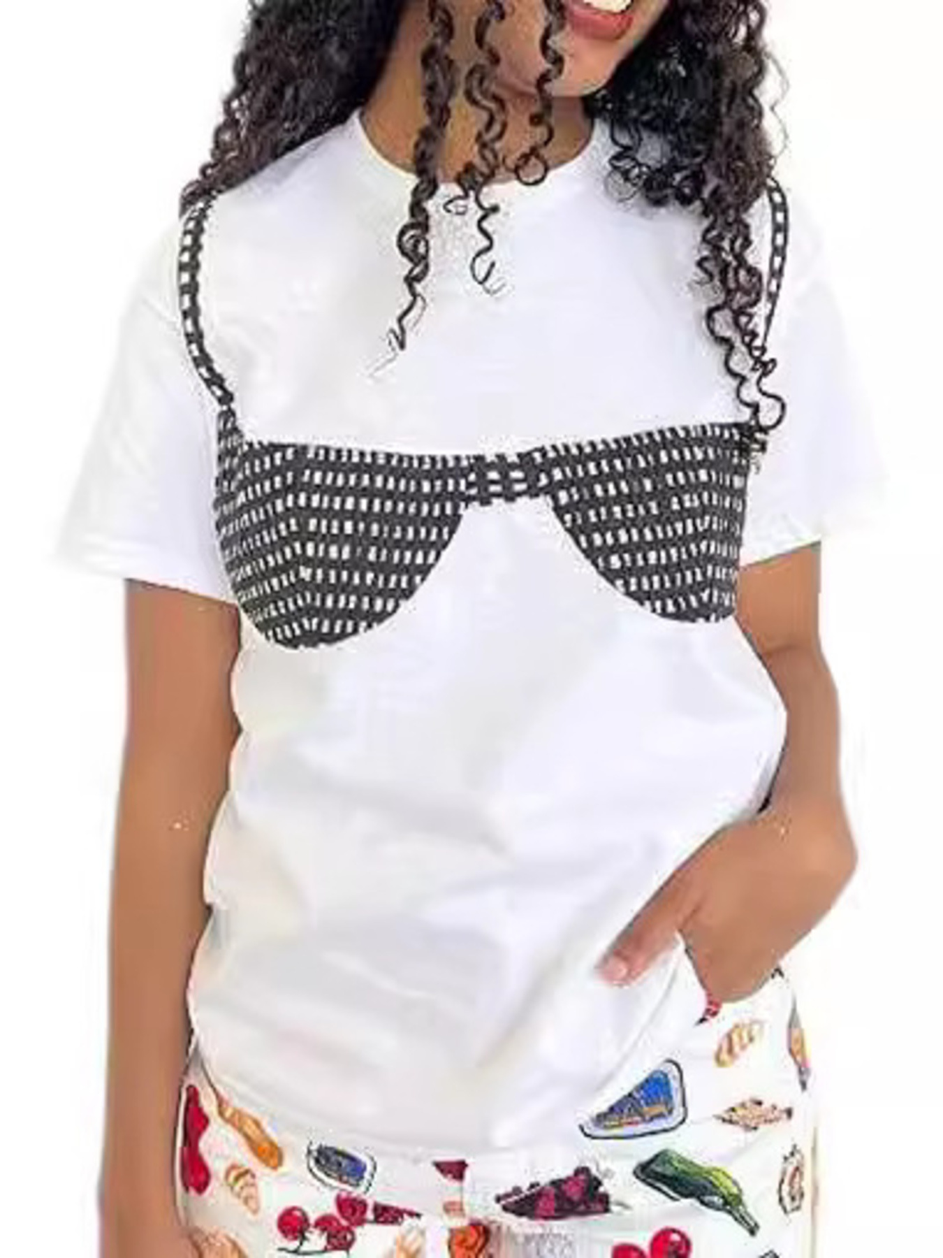 Full Size Bra Graphic Short Sleeve T-Shirt Plus Size