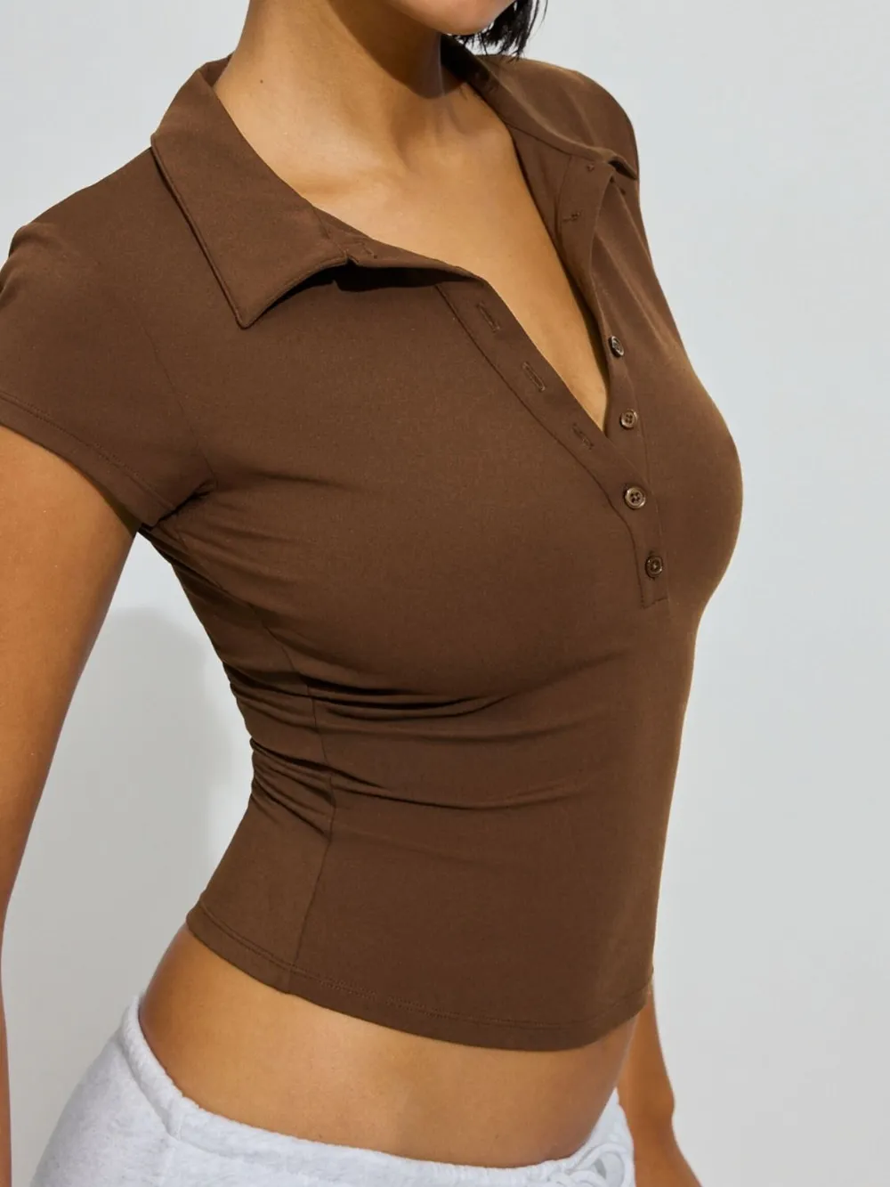 Collared Neck Short Sleeve Top