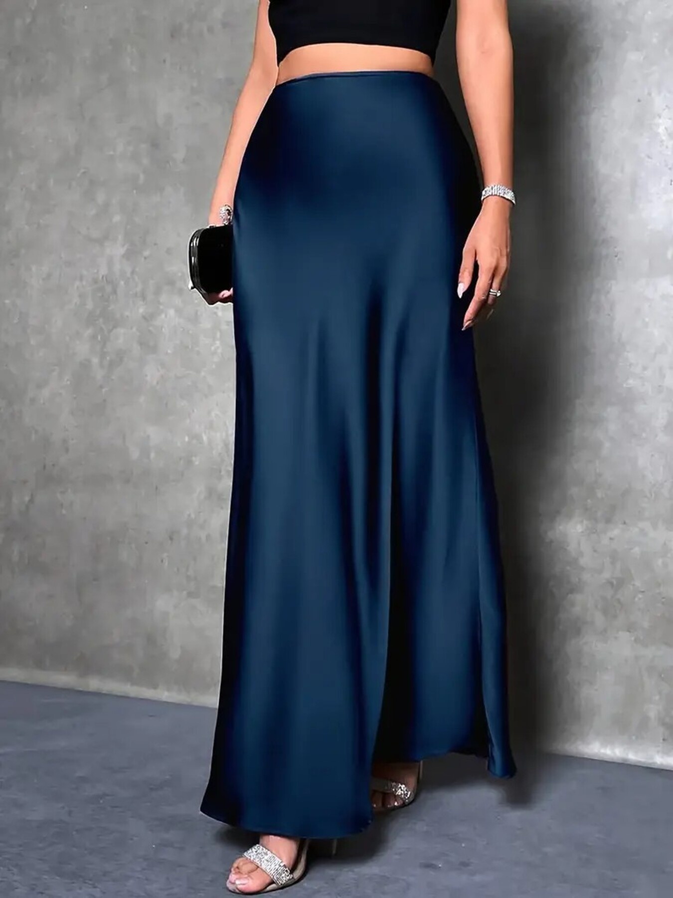 Satin High Waist Maxi Skirt
