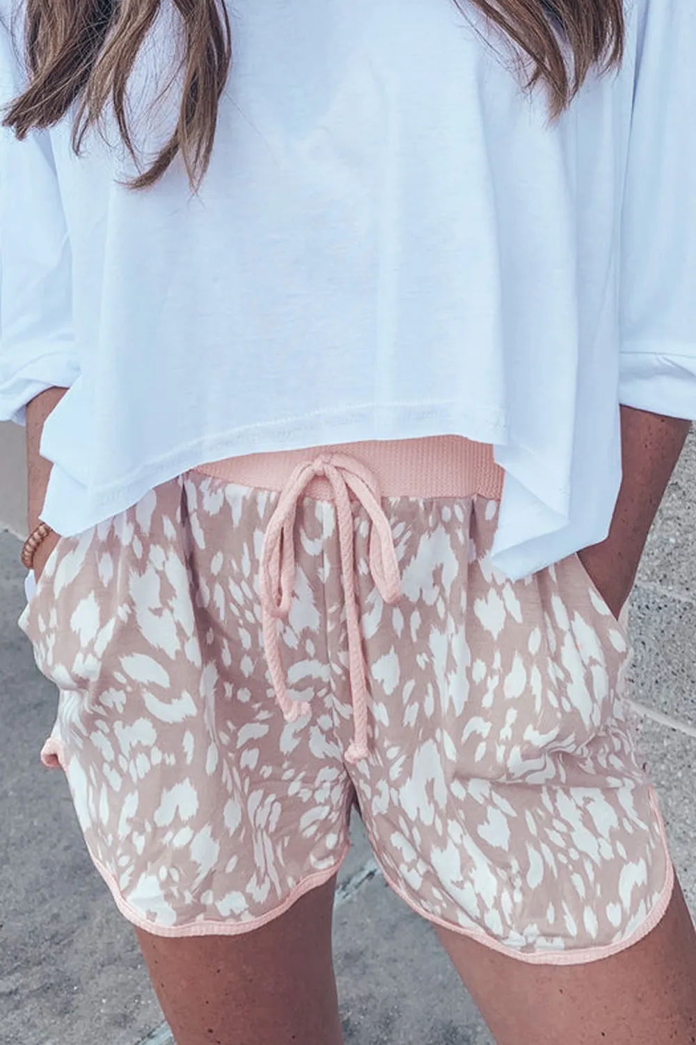 Abstract Print Drawstring Casual Shorts