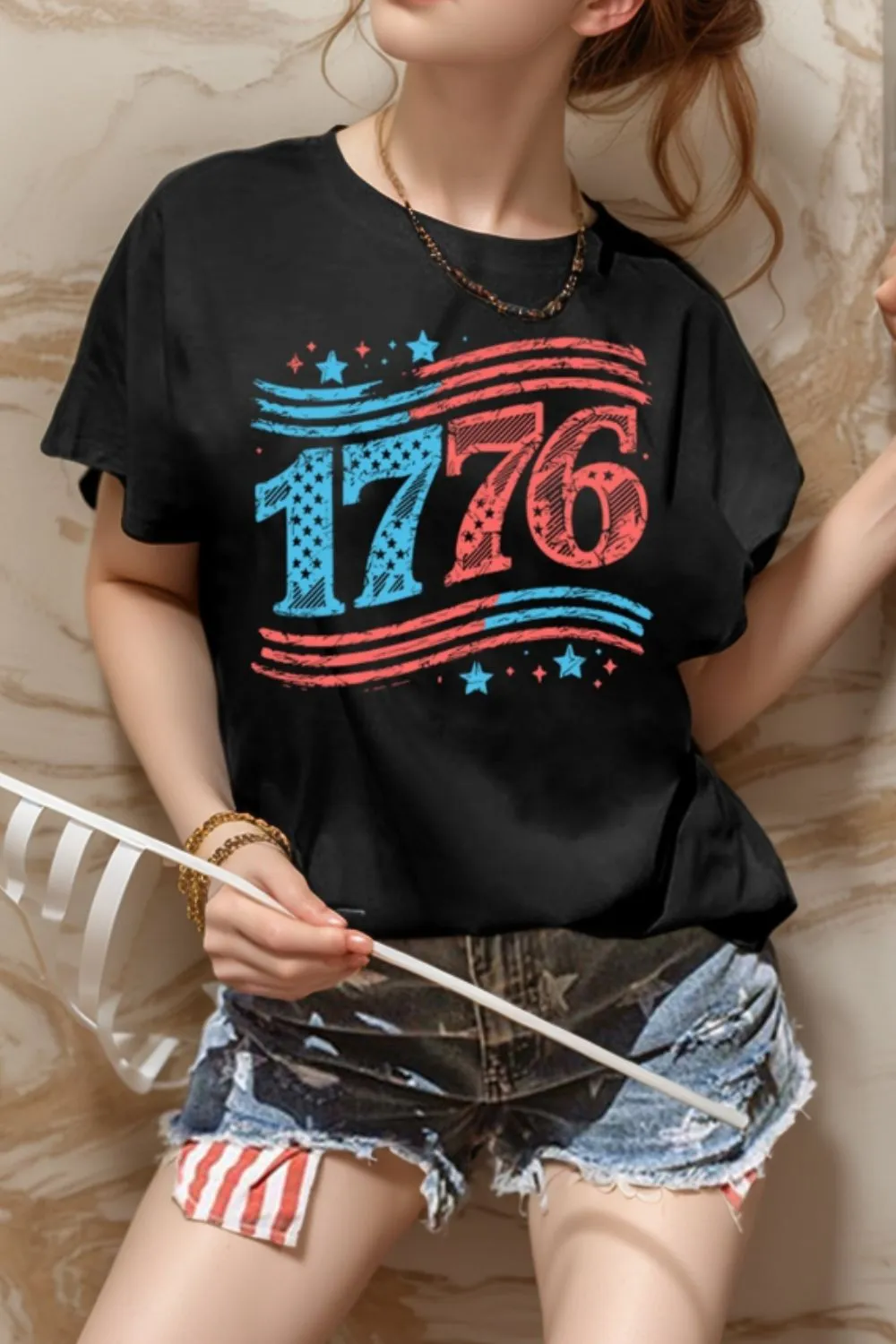 Graphic Round Neck Short Sleeve T-Shirt