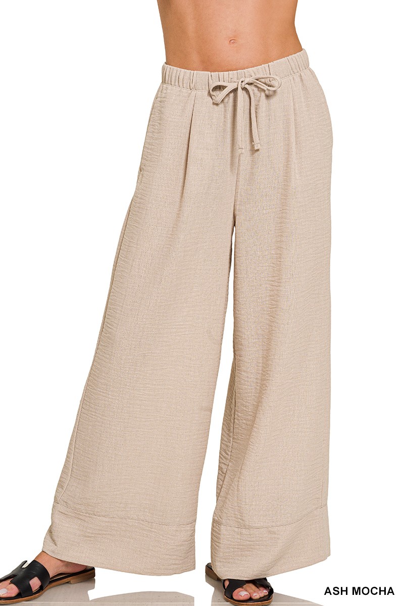 Zenana Woven Airflow Drawstring Pants