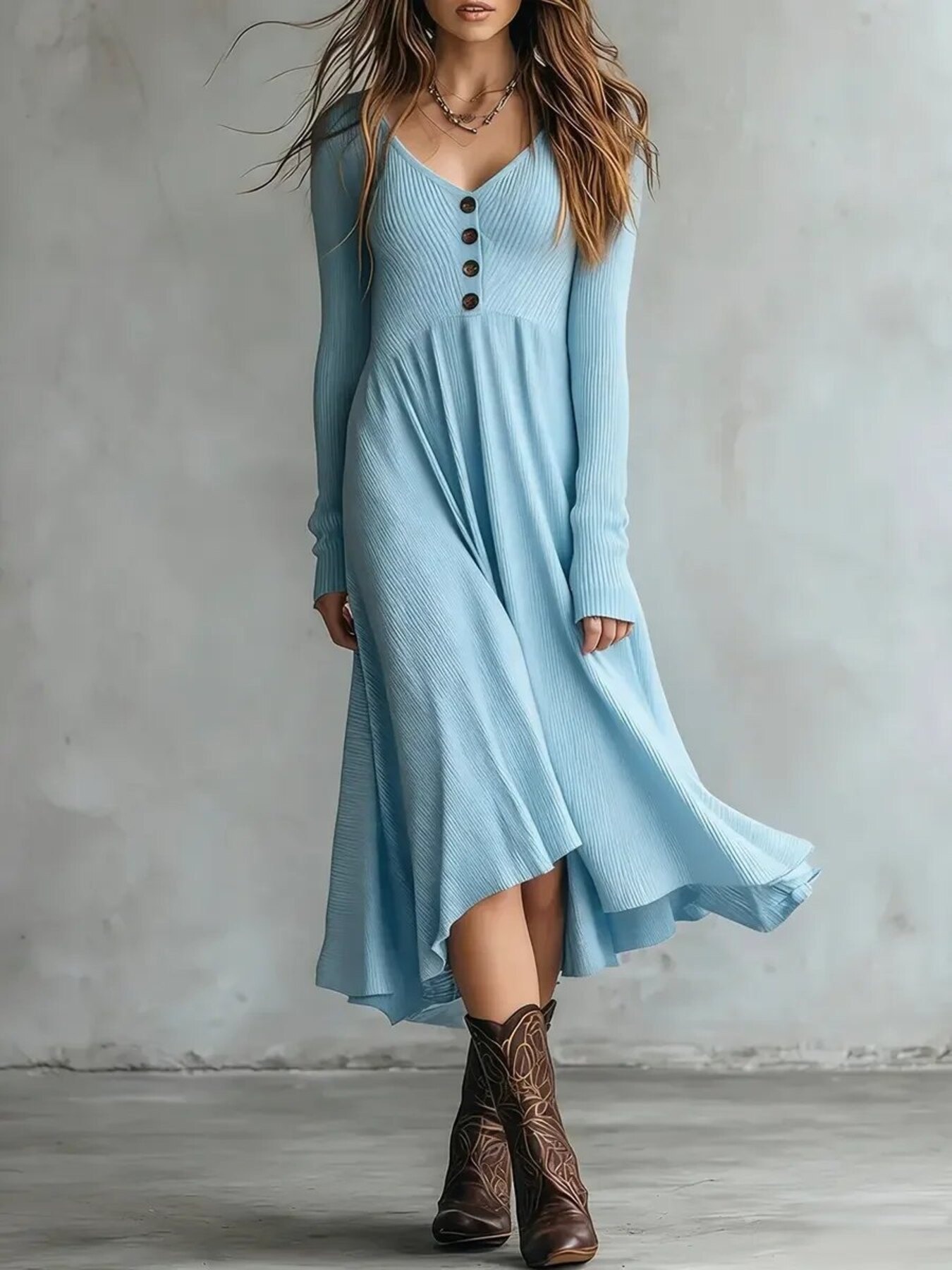 Full Size Ribbed Knit Button-Down Midi Sweater Dress Plus Size