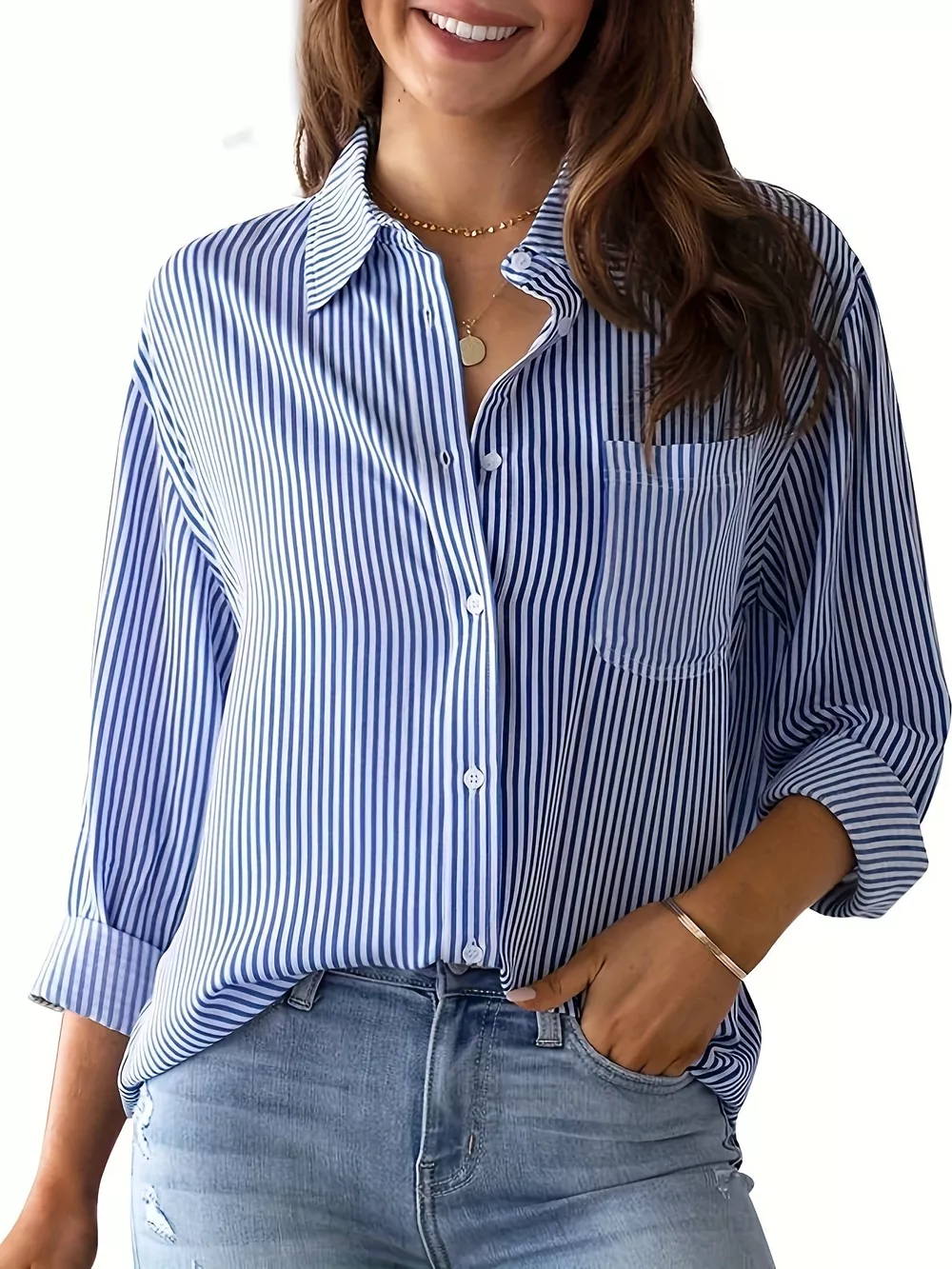 Striped Button-Down Relaxed Fit Shirt