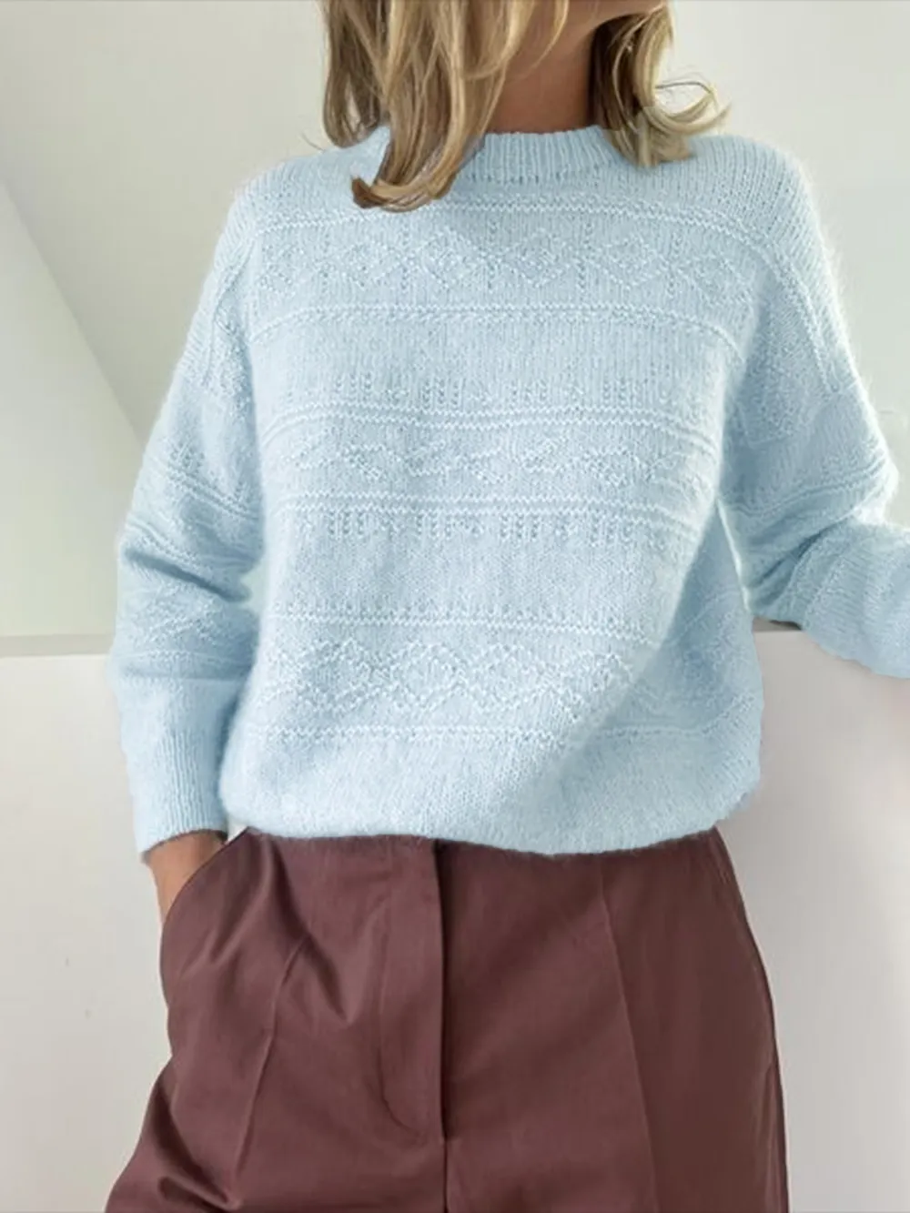 Round Neck Long Sleeve Sweater