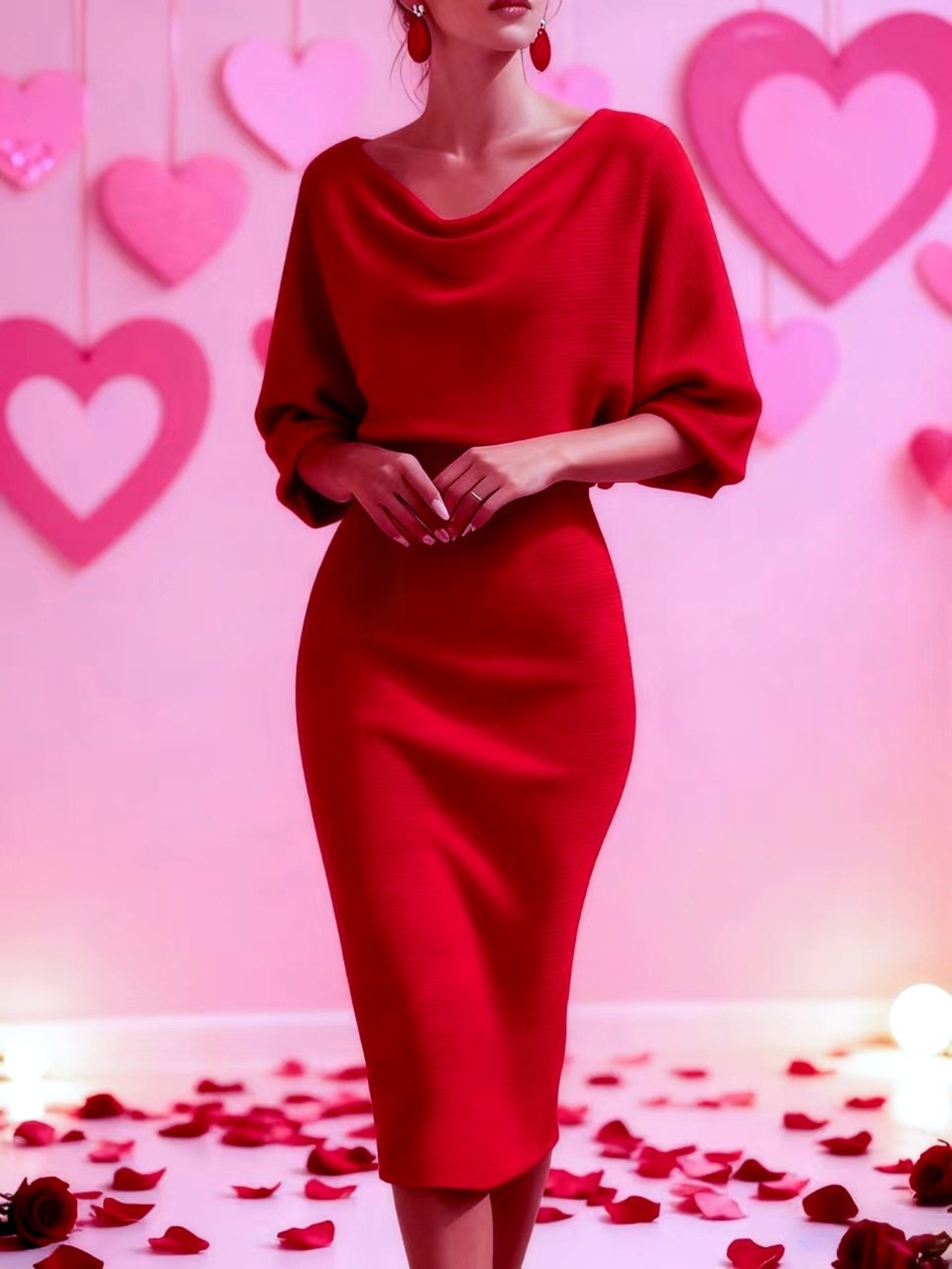 Cowl Neck Bodycon Midi Dress