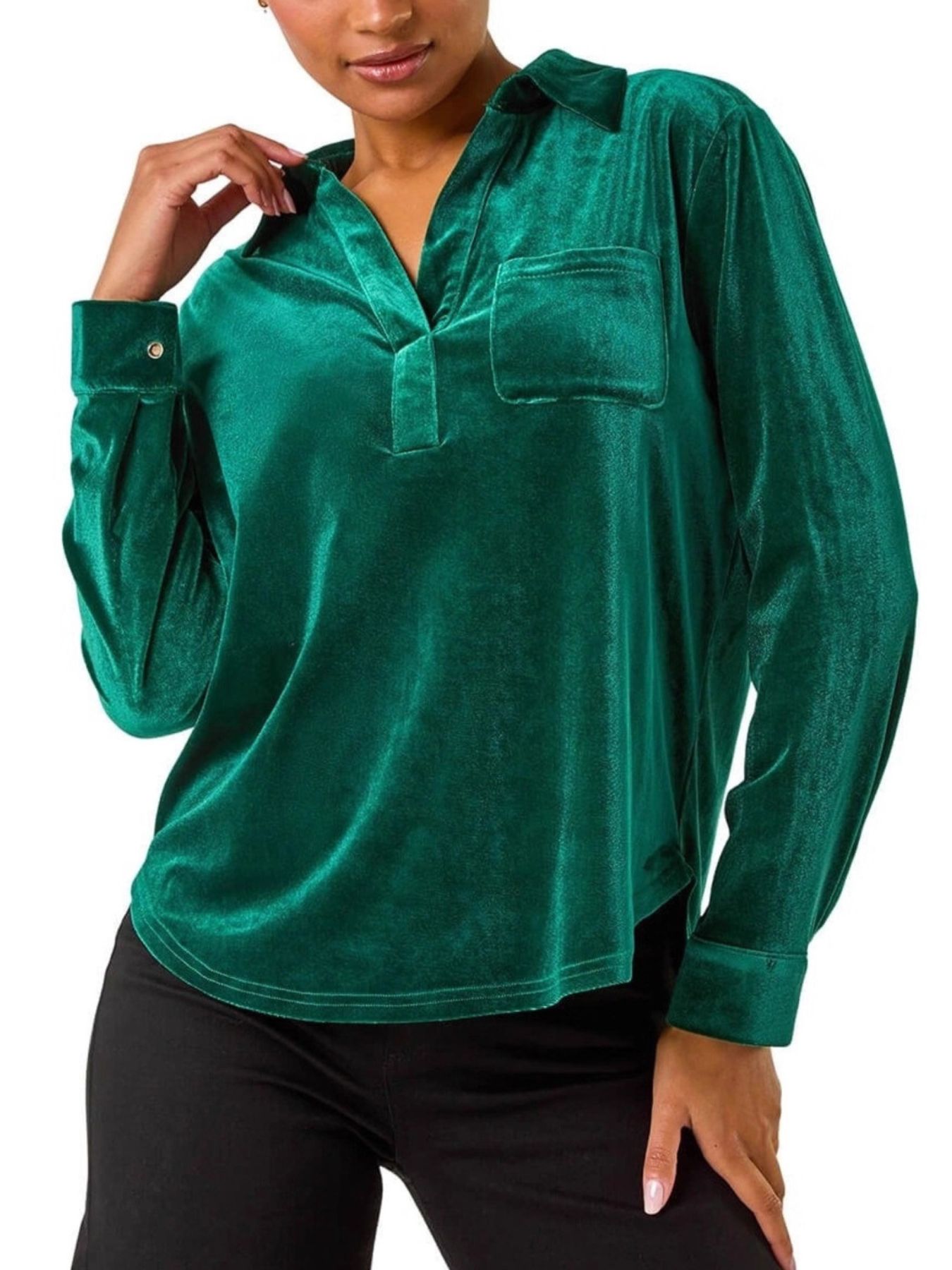 Velvet Long Sleeve Blouse