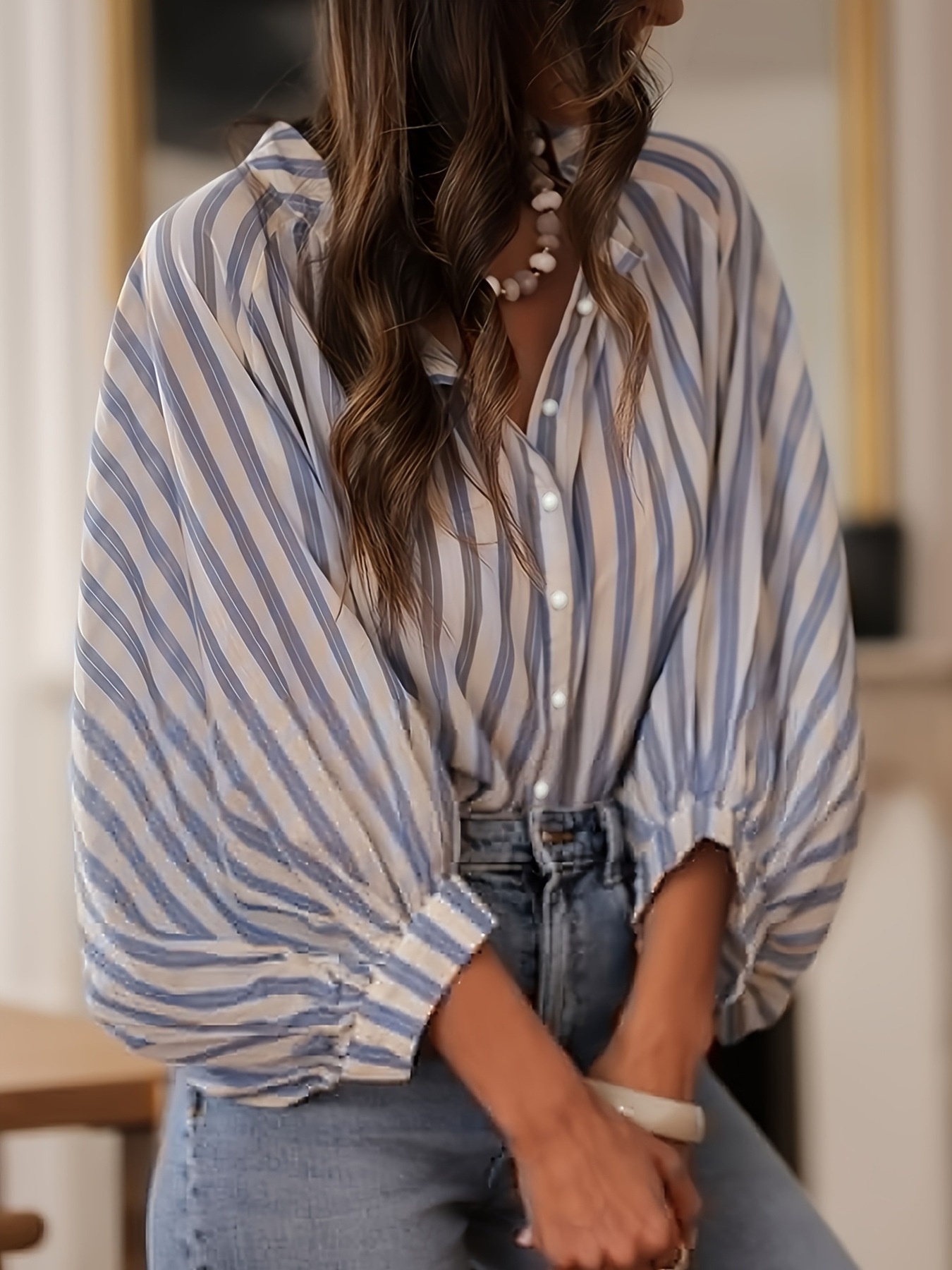 Oversized Striped Button-Down Shirt