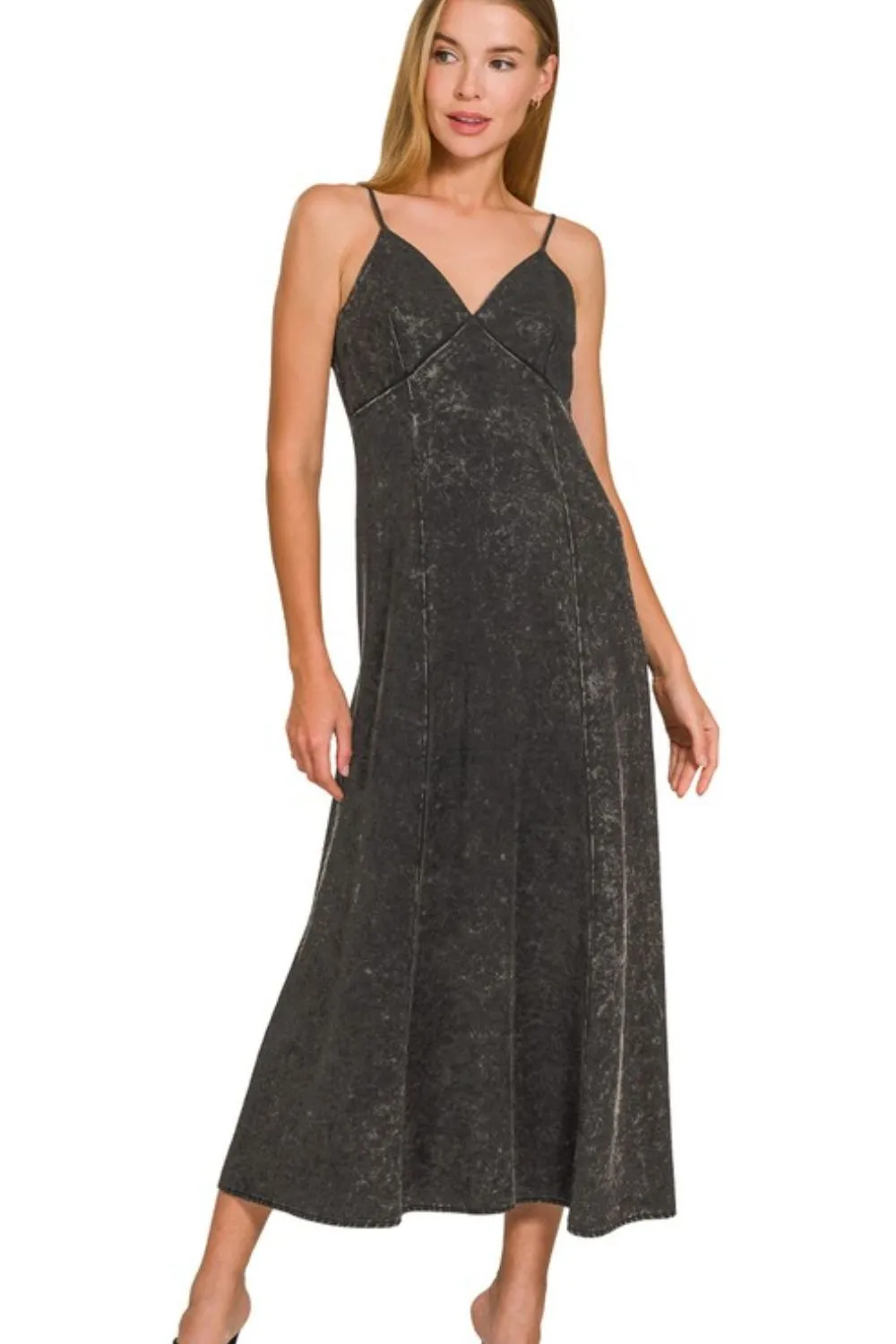 Zenana Tencel Mineral Washed Maxi Dress