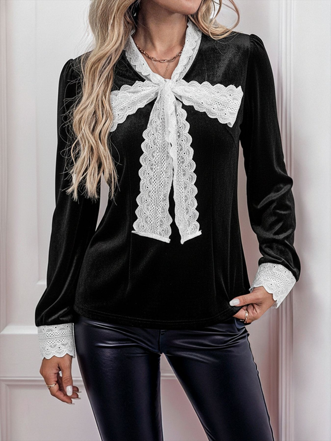 Lace Detail Long Sleeve Blouse