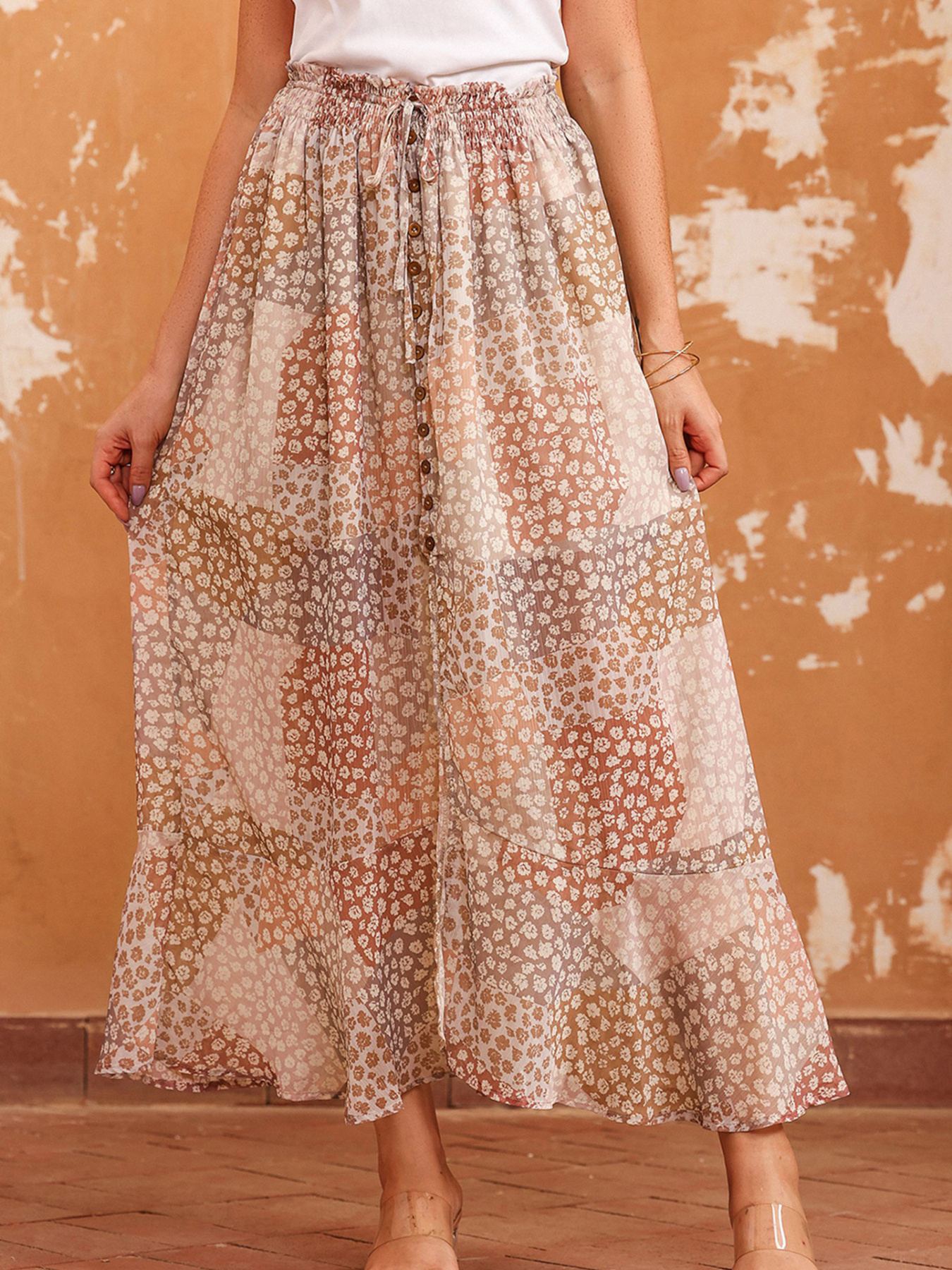 Slit Tiered Maxi Skirt