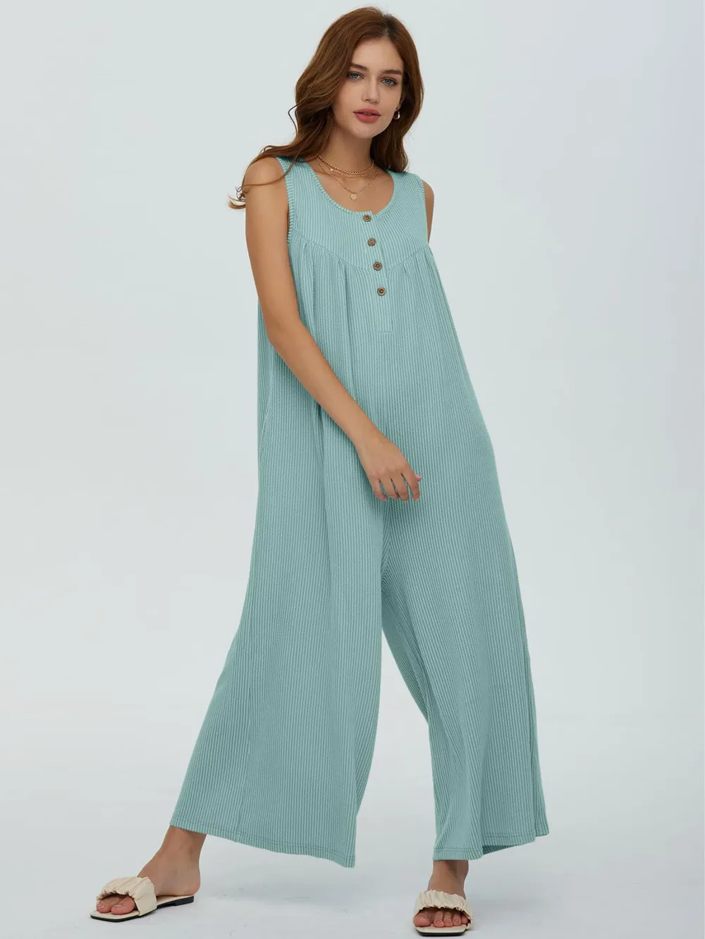 Sleeveless Wide Leg Jumpsuit
