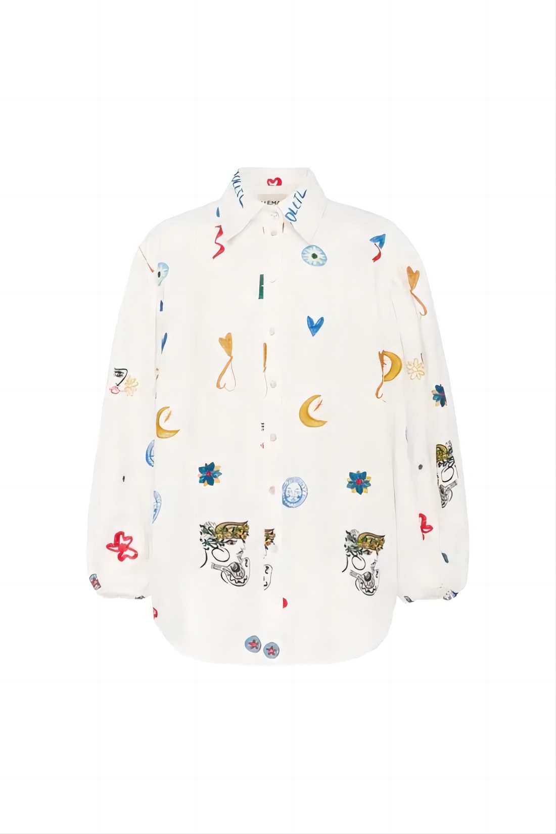 Printed Button Up Long Sleeve Shirt