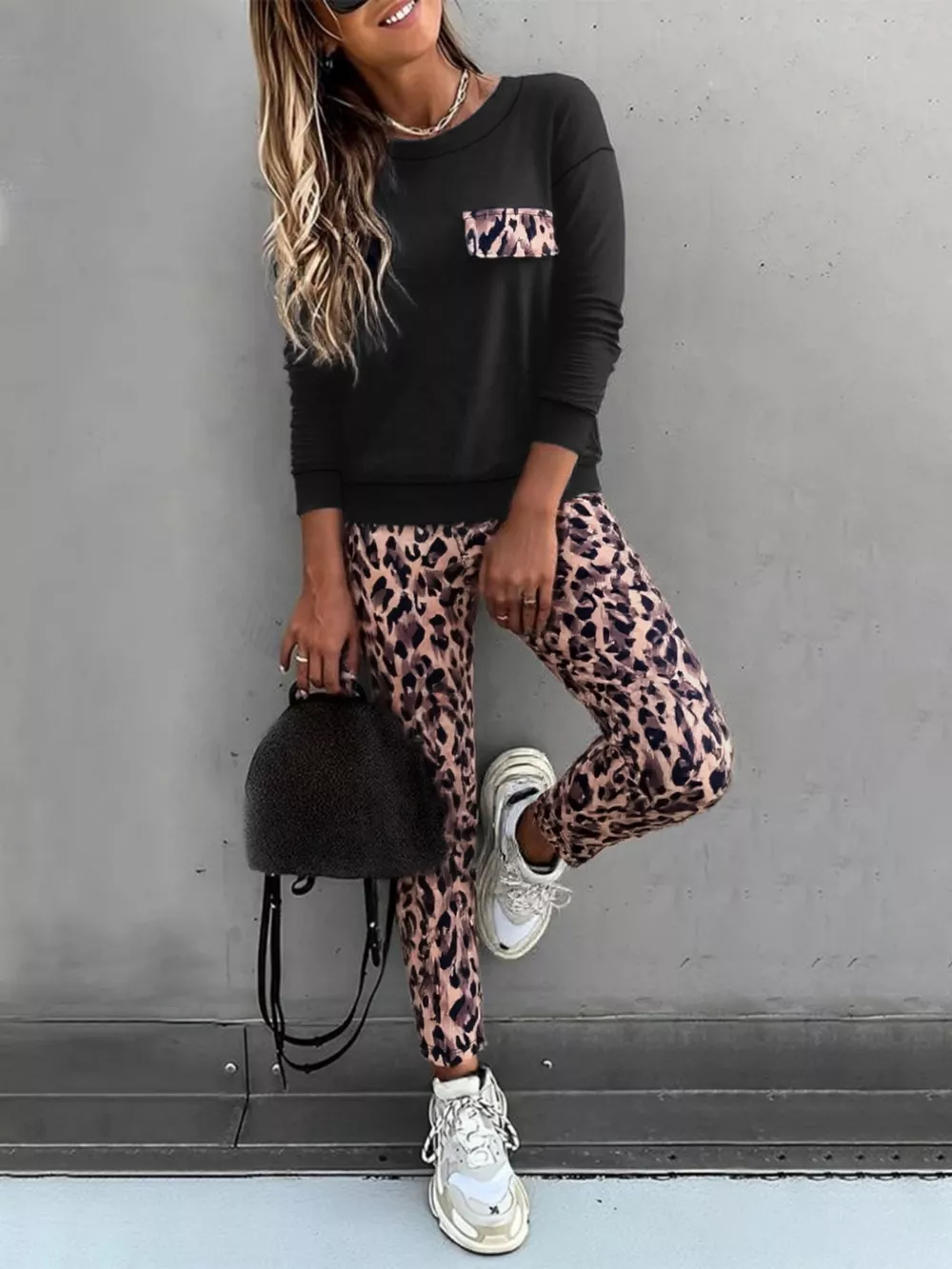 Leopard Print Top and Pants Set