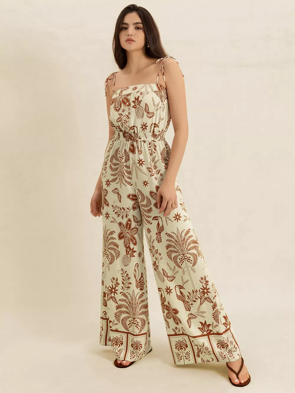 Tie Strap Wide Leg Jumpsuit