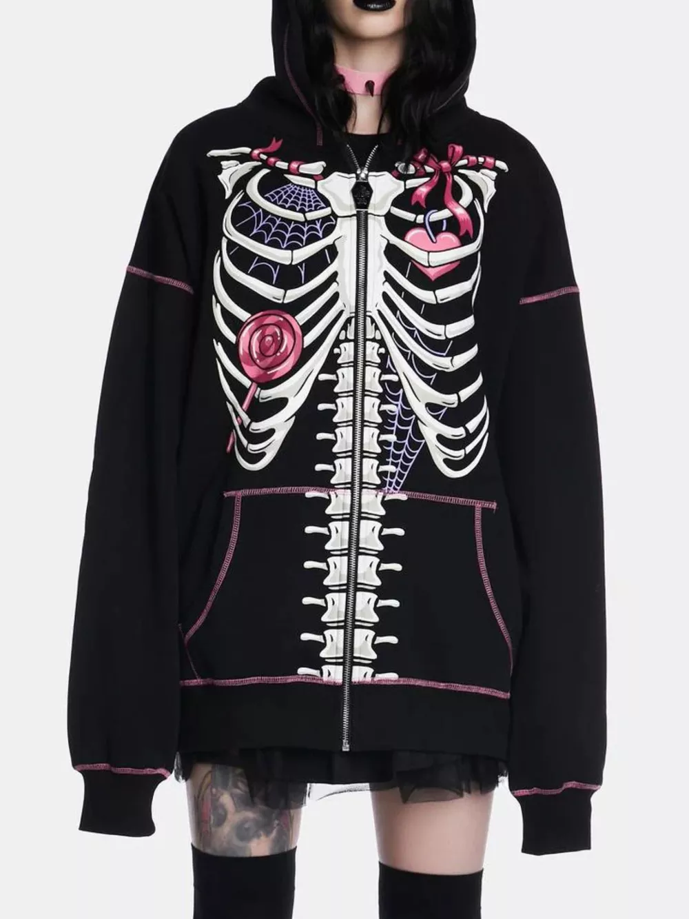 Halloween Zip-Up Drawstring Hoodie