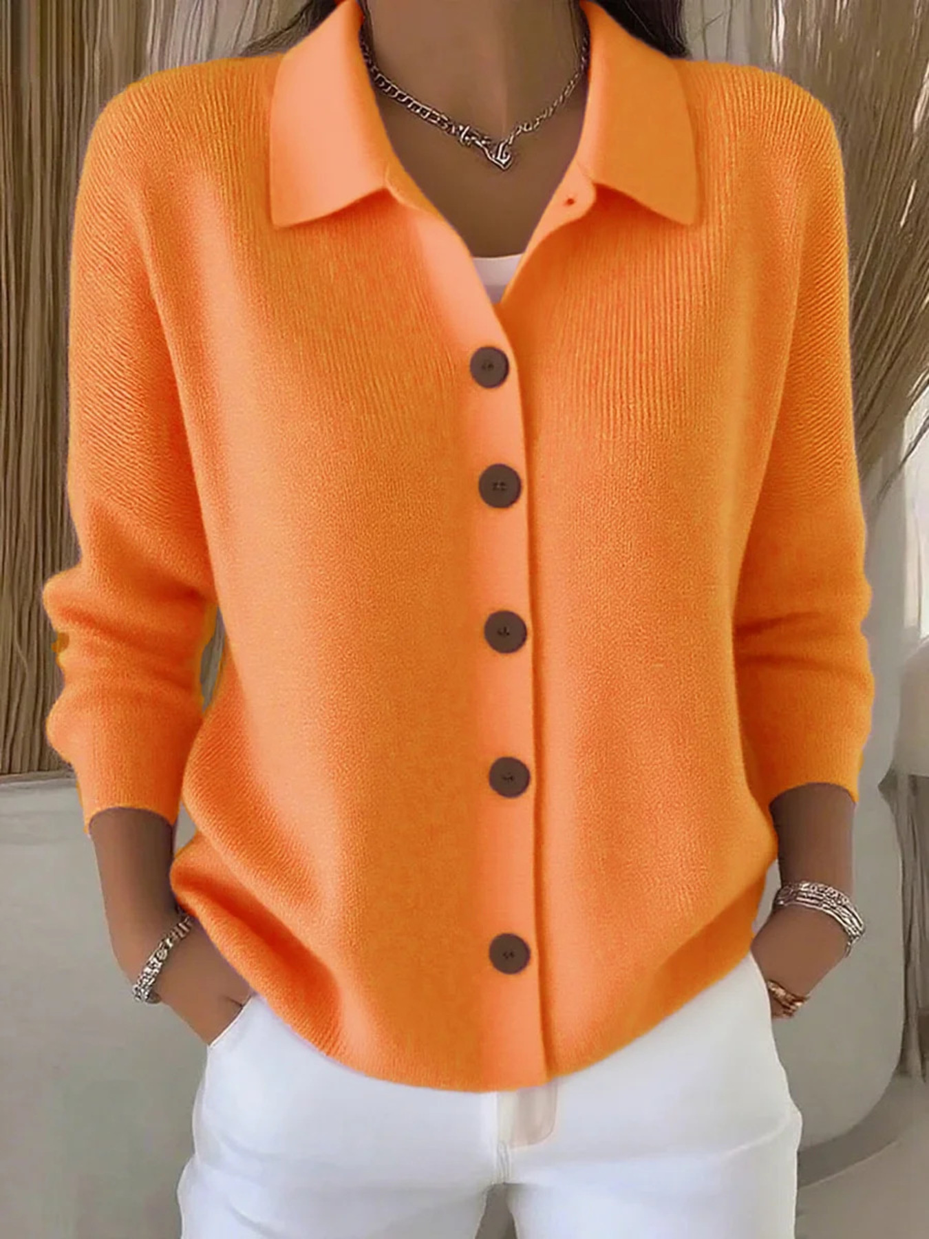 Full Size Button-Down Knit Cardigan Plus Size
