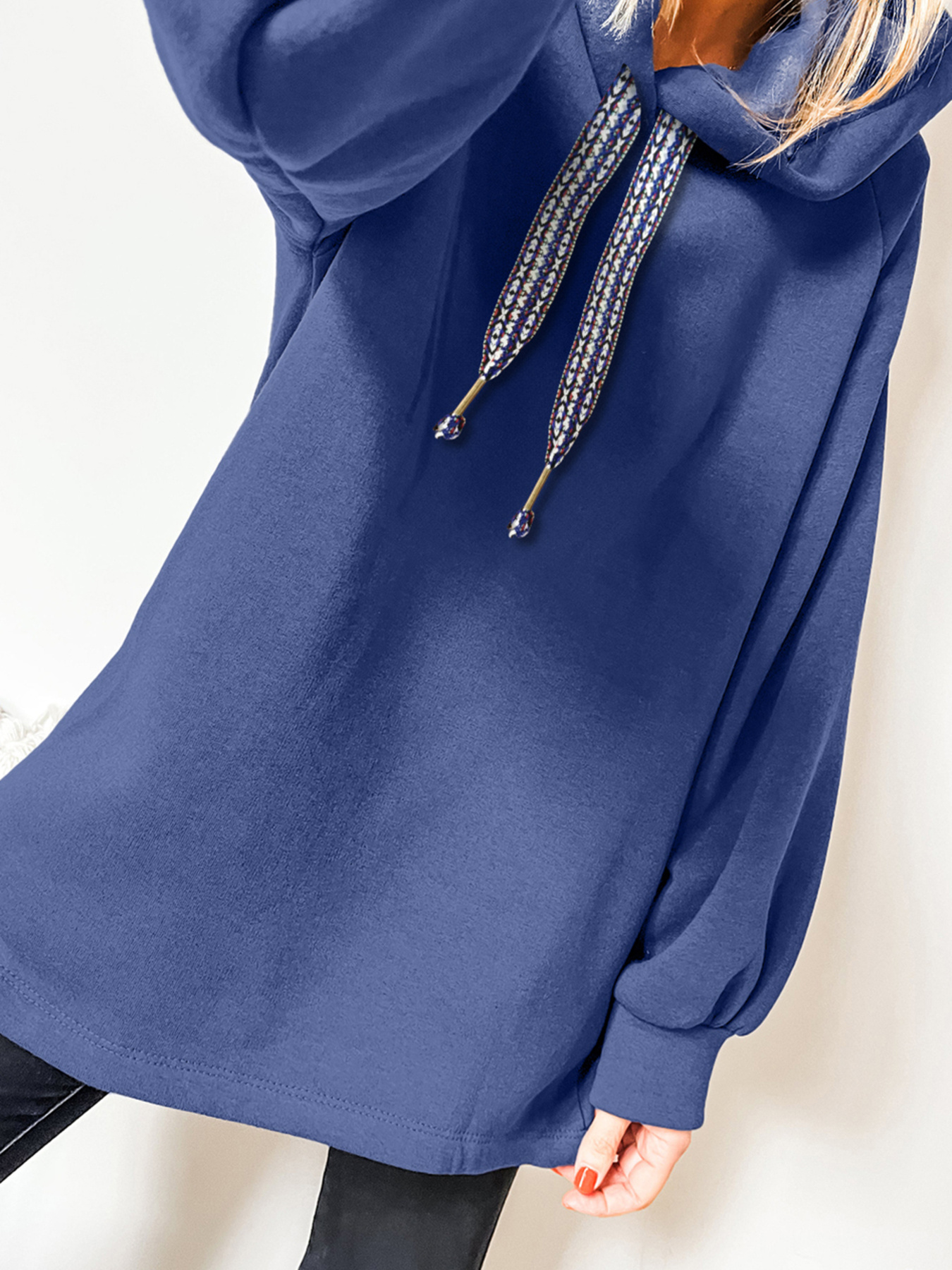 Fleece Lined Adjustable Drawstring Oversize Tunic Hoodie