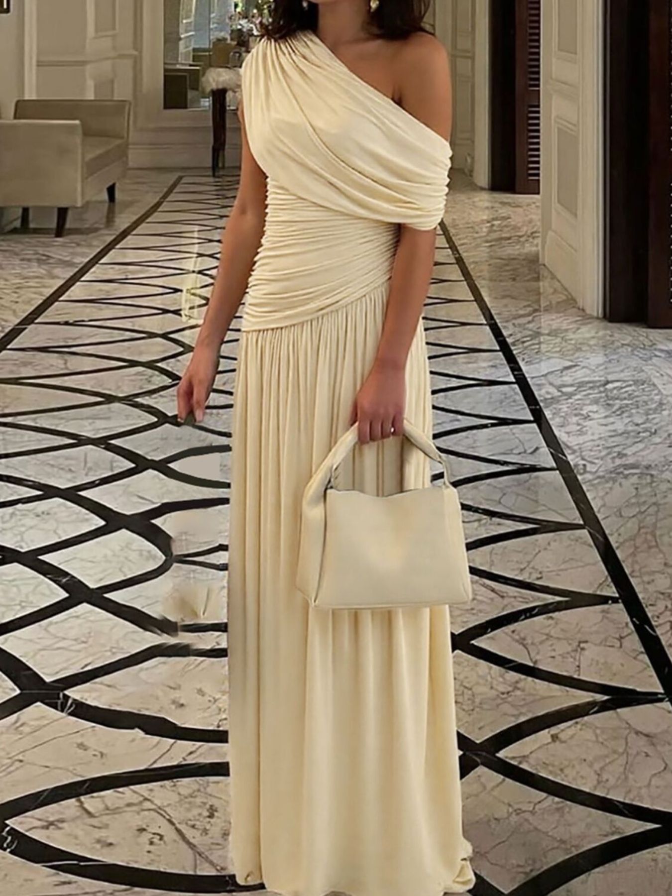 One-Shoulder Ruched Maxi Dress