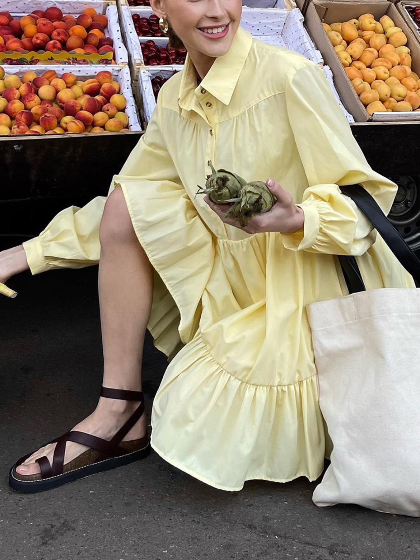 Tiered Long Sleeve Shirt Dress