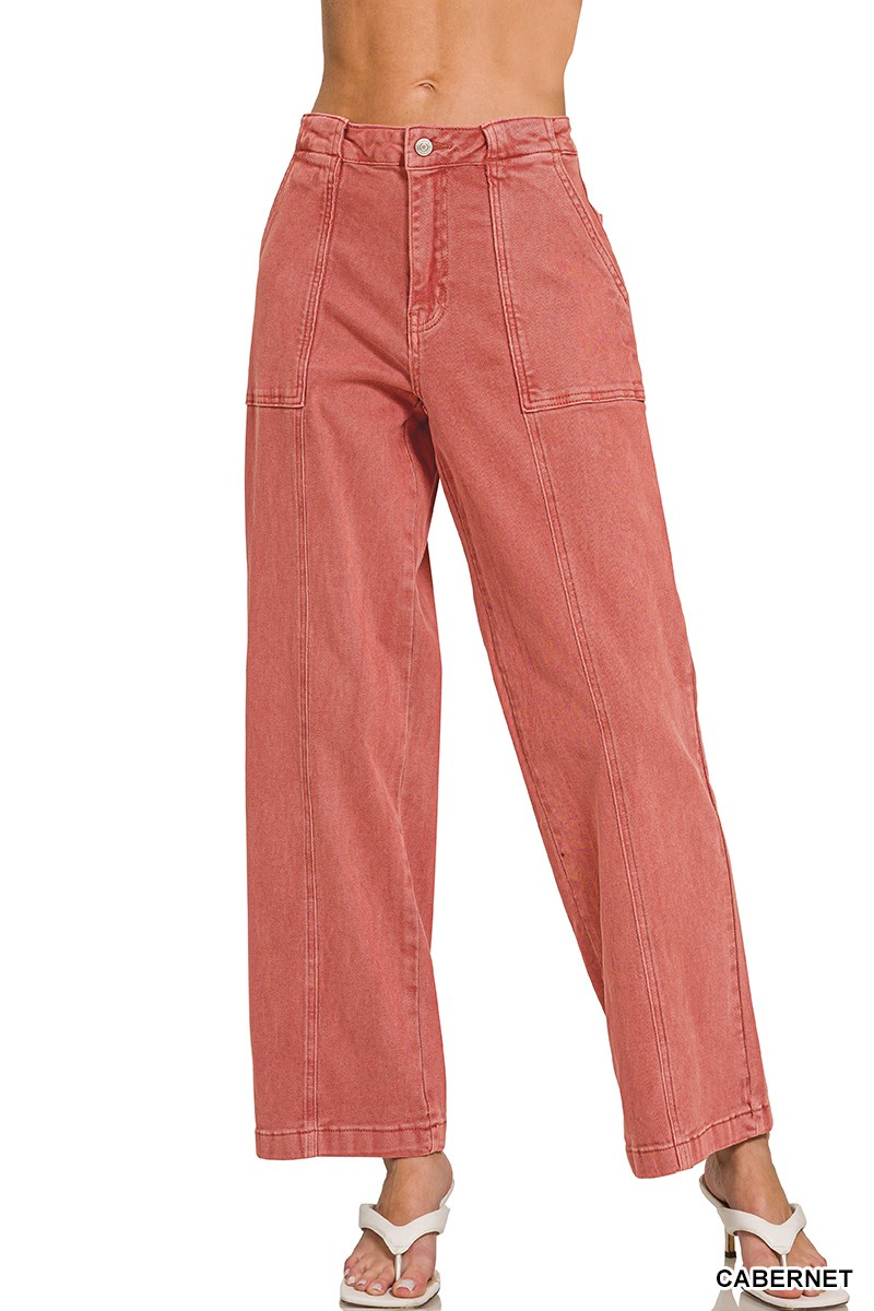 Zenana Straight Leg Utility Pocket Jeans
