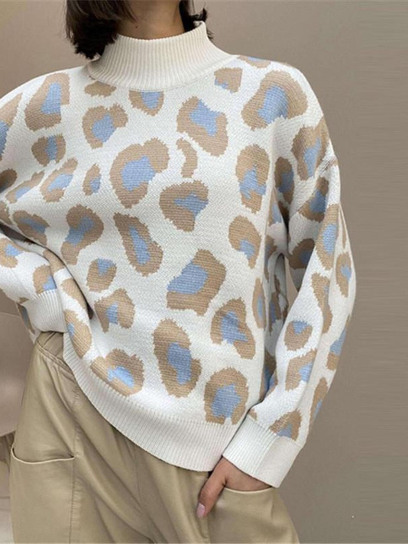 Leopard High Neck Sweater