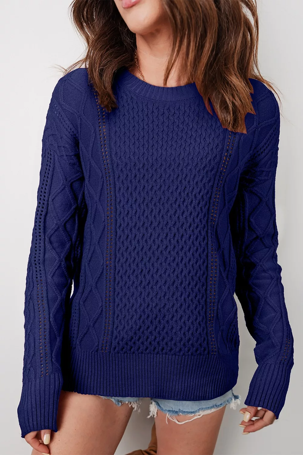 Classic Texture Knit Long Sleeve Sweater