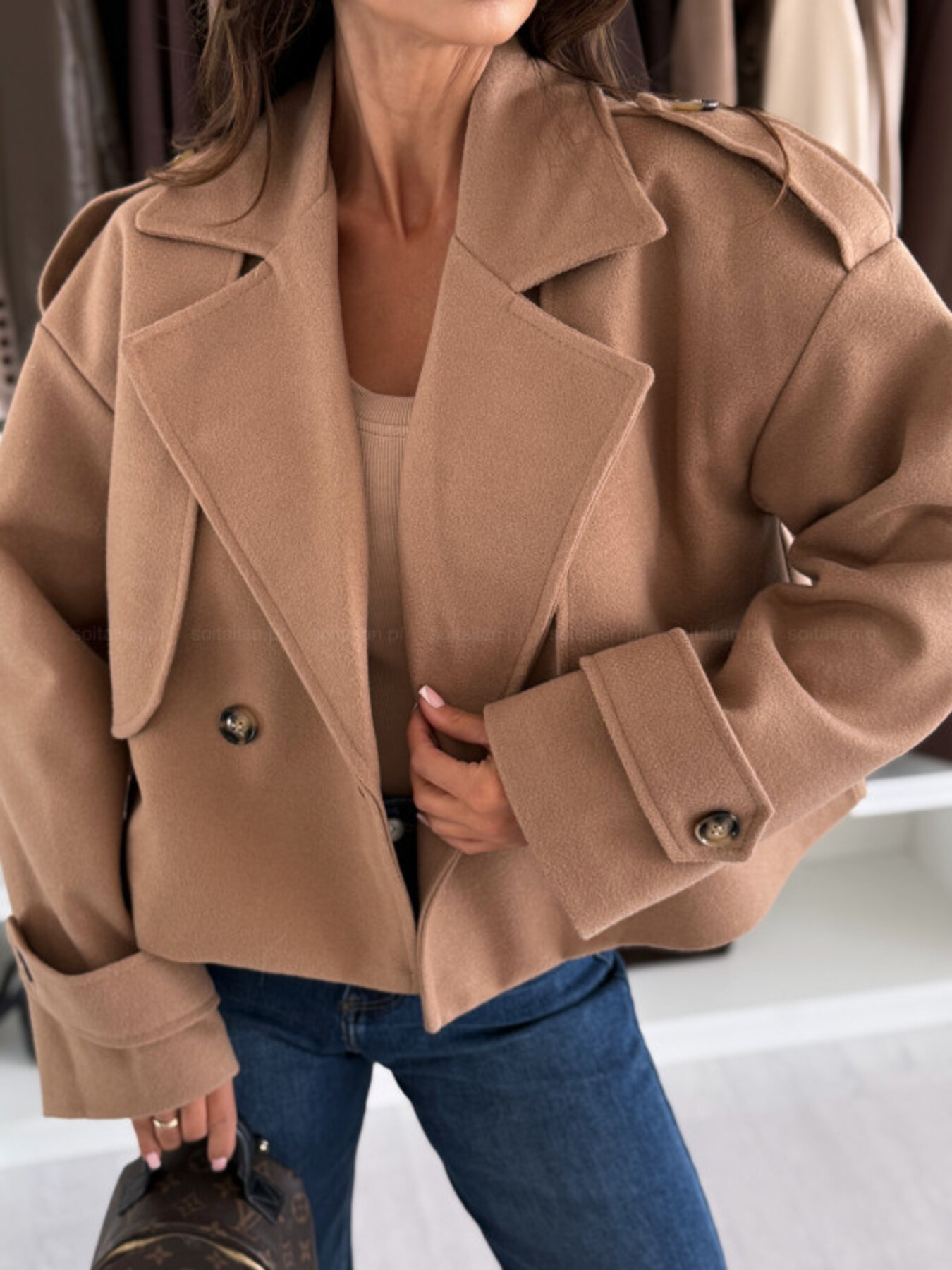 Double-Breasted Cropped Outerwear