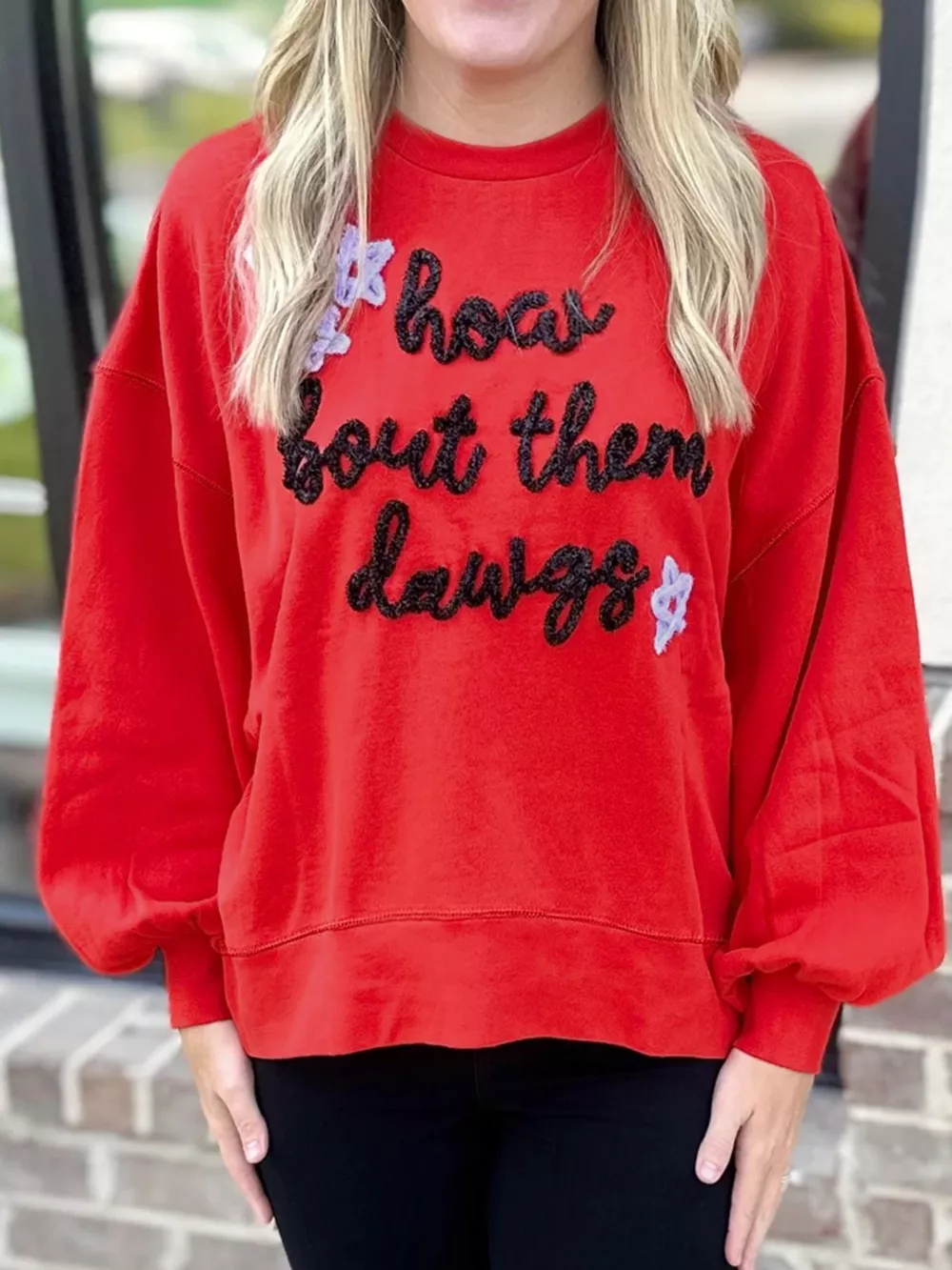 Letter Round Neck Dropped Shoulder Sweatshirt