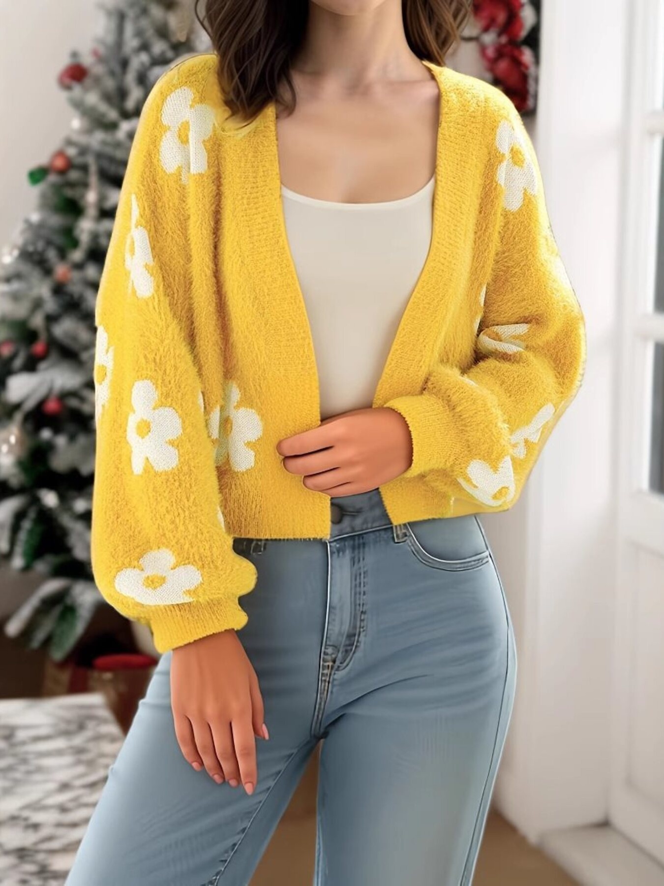 Floral Open Front Cardigan