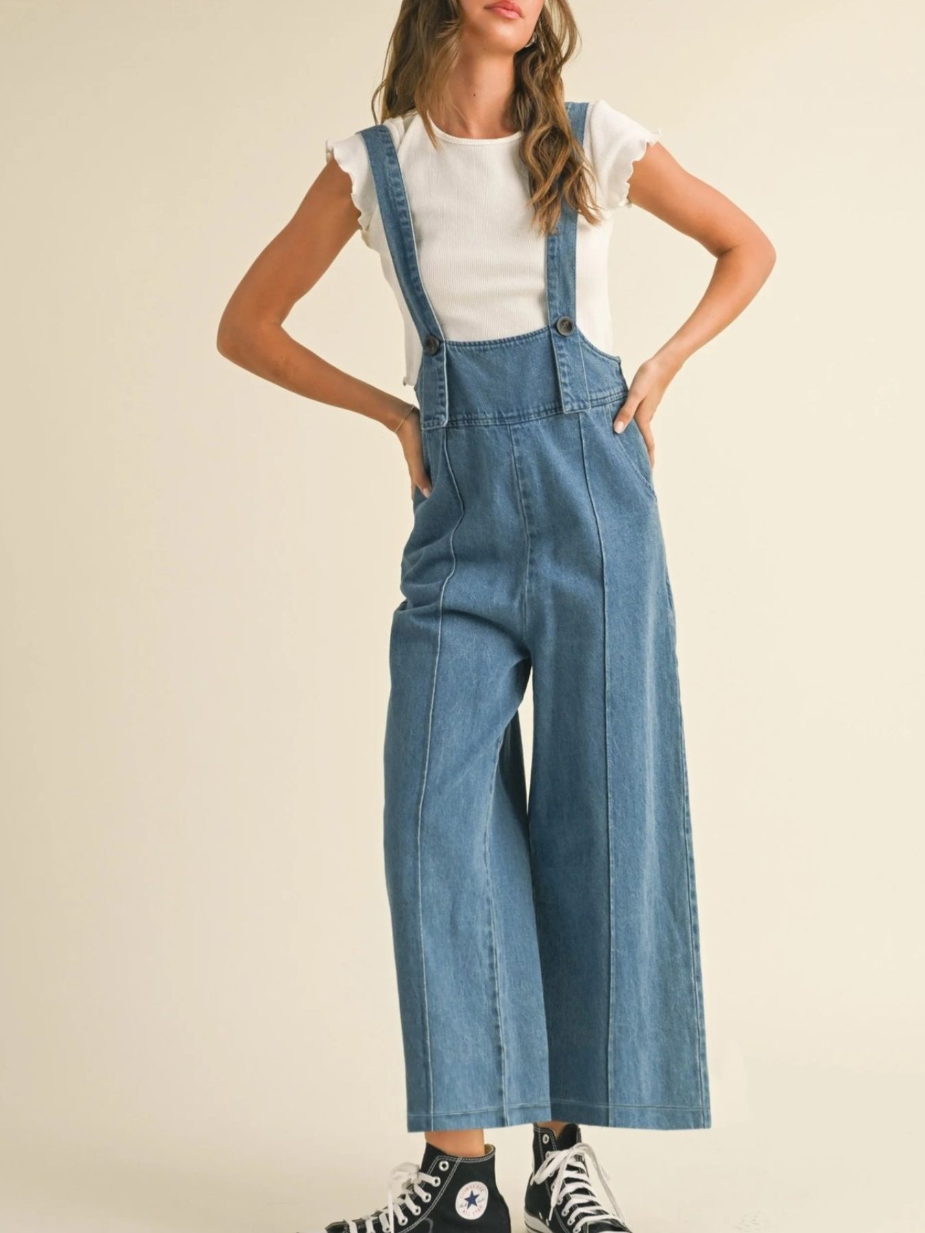Vintage Wide Leg Denim Overalls