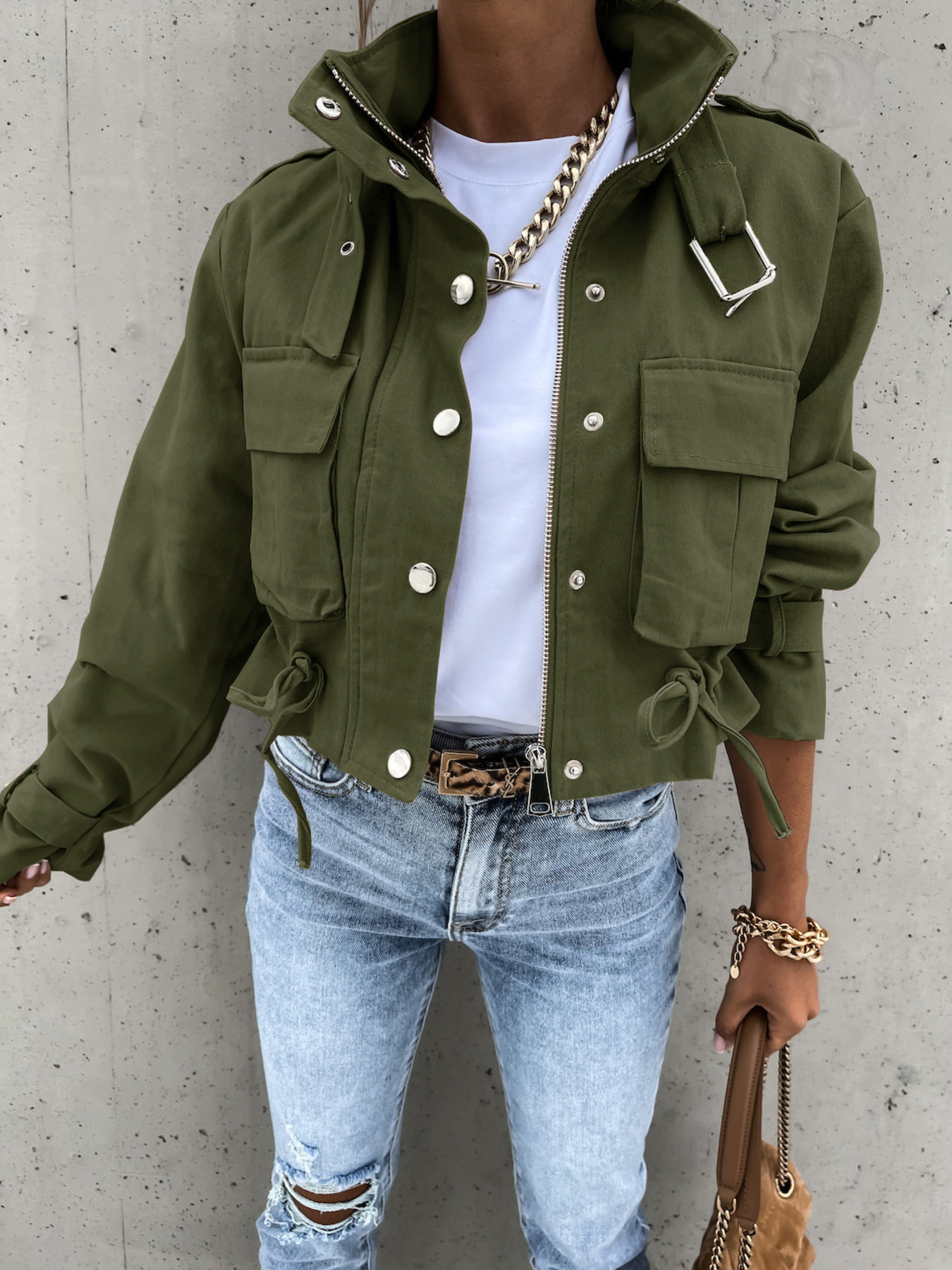 Snap Down Long Sleeve Jacket
